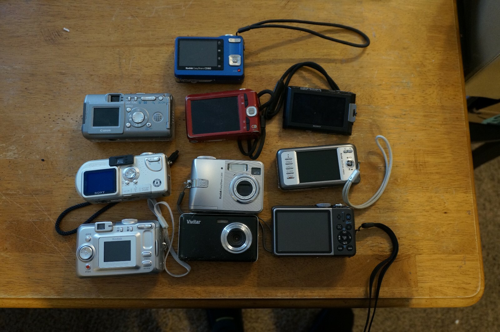 10 Sony Canon Kodak ETC Digital Cameras Untested AS IS Read Description