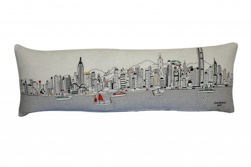 46 Белая Декоративная подушка для поясницы Hong Kong Daylight Skyline
