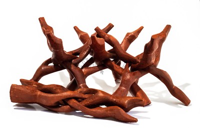NessaStores Carved Tripod Wood Stand Holder 8'' (4 pcs) #JC-047