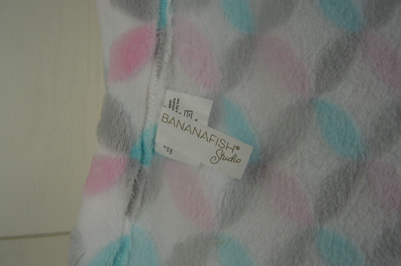 Bananafish Studio Pink White Aqua Blue Gray Baby Blanket Plush Soft Lovey