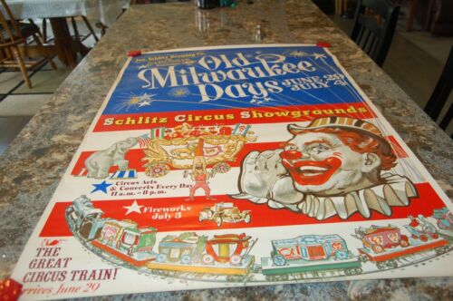 1960s Schlitz Old Milwaukee Days Circus Parade poster  27 1/2 x 40"