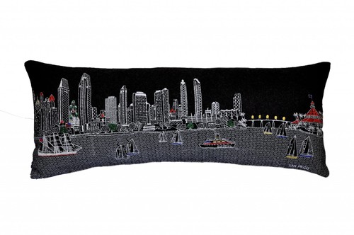 35 Черная Декоративная подушка для поясницы San Diego Nighttime Skyline