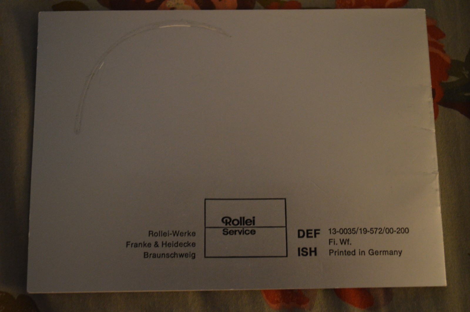 Rollei Rolleiflex SL35 Original Depth of Field Tables (multi-language)