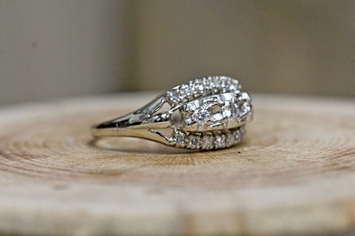 14Kt White Gold Vintage Diamond Ring Size 10