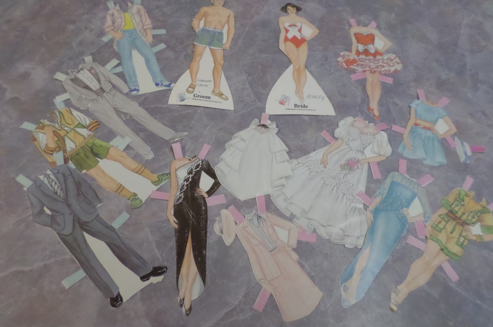 Lot Paper Dolls American Girl My Buddy Kid Sister Bride Groom Vintage 4 Sets