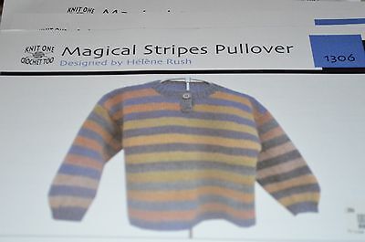 Knit One Crochet Too Knitting Pattern Magical Stripes Pullover kids sz 2-8