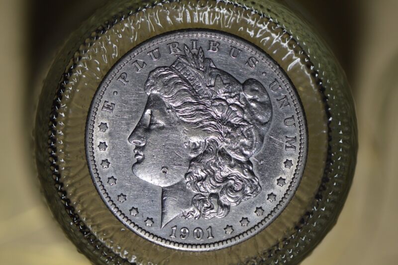 1901-s Morgan Silver Dollar Xf-au Shiny Cleaned