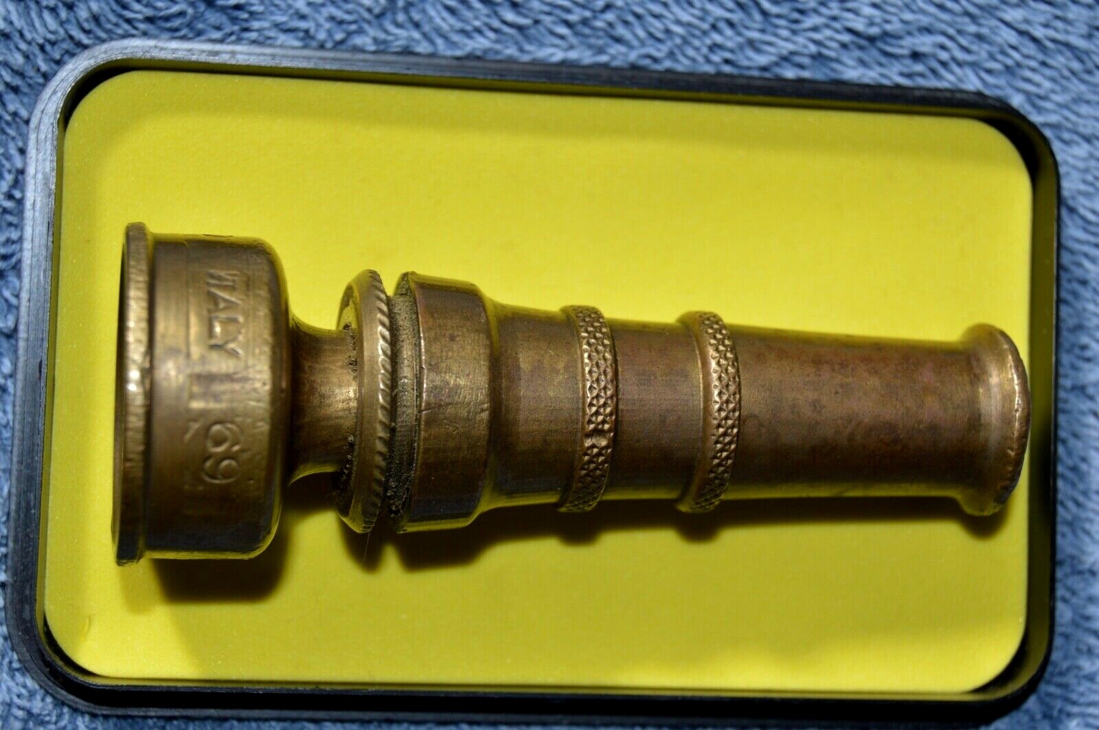 VINTAGE BRASS WATER HOSE NOZZLE CHAMPION PAT'D ITALY 69   3 3/8'' TALL 3/4'' TIP