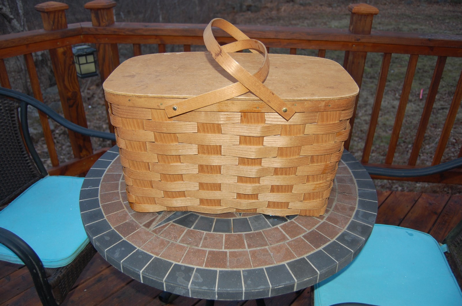 Vintage Woven Picnic Basket
