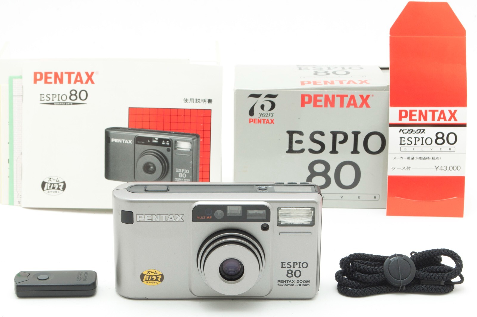 N MINT w/Box】Pentax Espio 80 Zoom Silver Point & Shoot 35mm