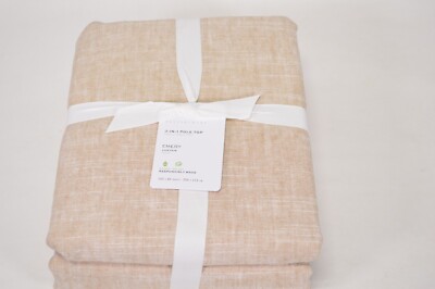 NEW Pottery Barn 3 in 1 Pole Top Curtain 100x84 Emery Linen Golden Wheat