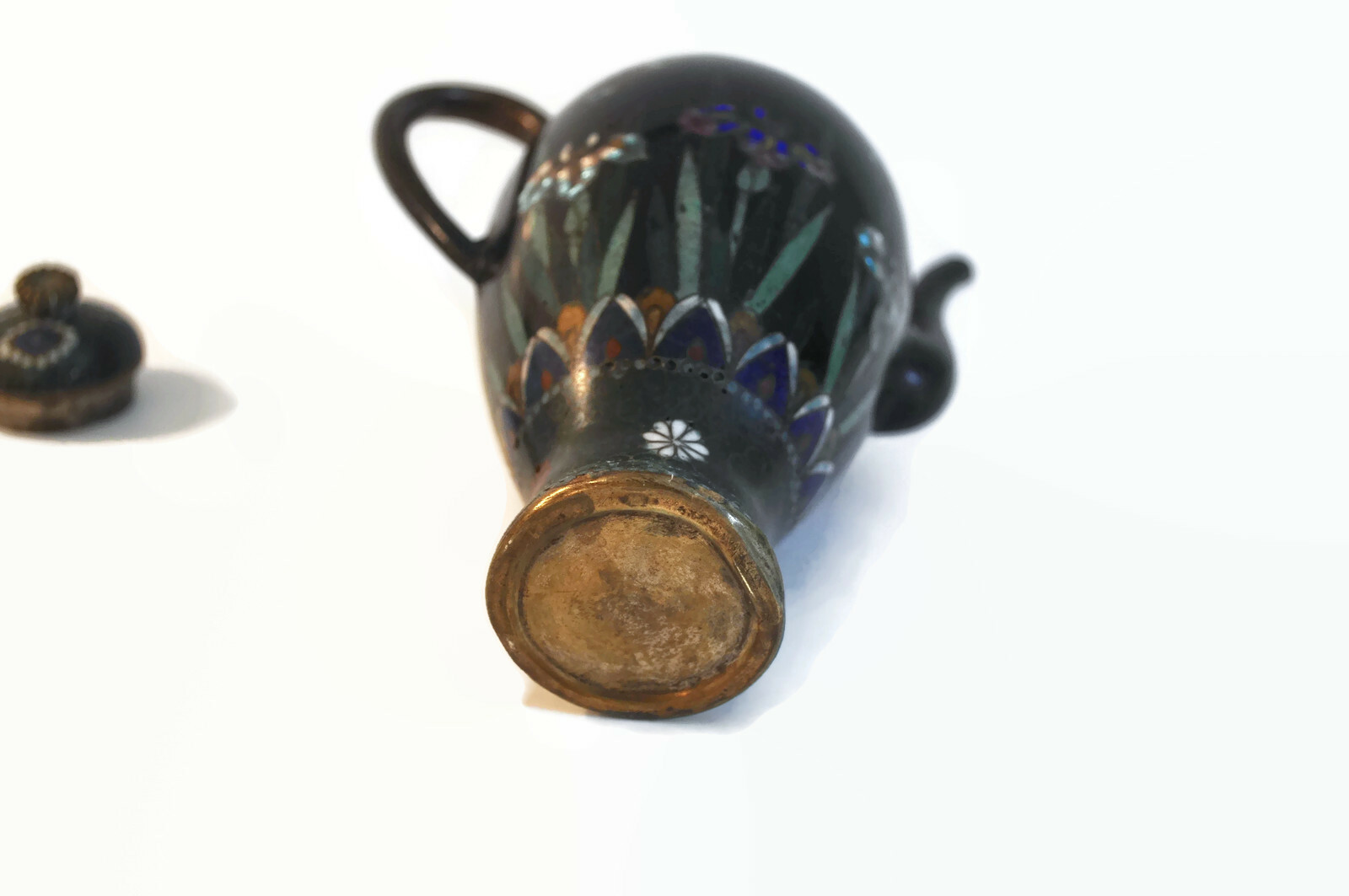 Antique Japanese Cloisonne Teapot 19th Century Meiji Era 1800s Enamel Tea Pot