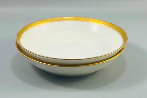Antique GDA Limoges France Set of 2 Fruit Berry Bowls Gold Trim 5"