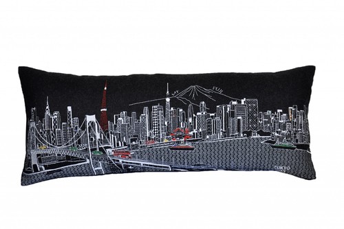 35 Черная декоративная подушка для поясницы Tokyo Nighttime Skyline
