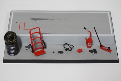 1/24 NASCAR Pit Scene Display Stand! Comes w/ tires, dolly, jack, fuel tank, etc