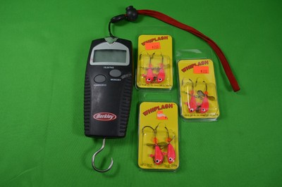 Berkley 15 LB Tournament Digital Fish Scale,New Batt + 3 Pks Whiplash Jig Heads
