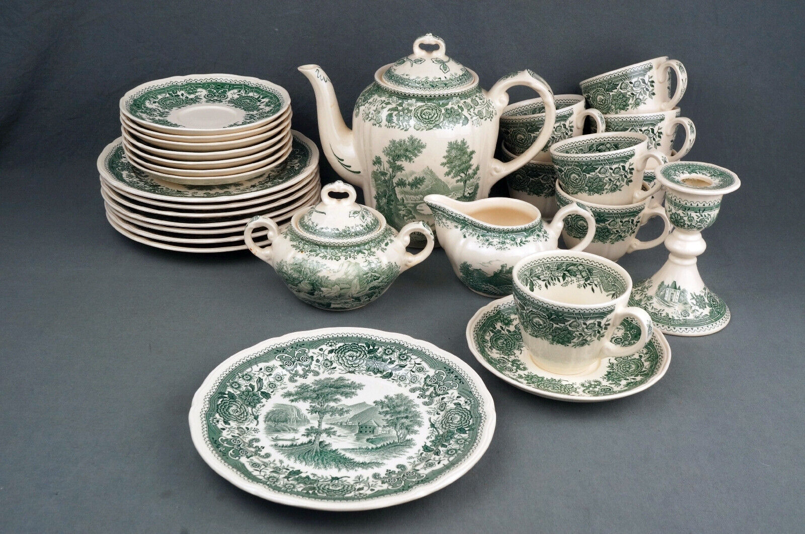 VILLEROY&BOCH BURGENLAND grün schönes altes Kaffeeservice 8P VILLEROY&BOCH BURGENLAND grün schönes altes Kaffeeservice 8P