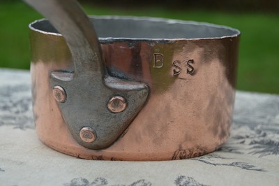 cream antique French Small ladle kitchen bronze and tinned copper Vintage fruits in alcohol