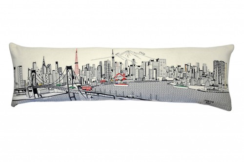 46 Белая декоративная подушка для поясницы Tokyo Daylight Skyline