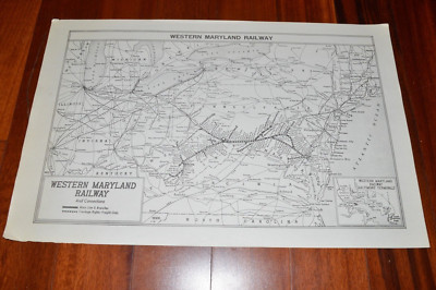 Train railroad MAP Western Maryland Ry 1968