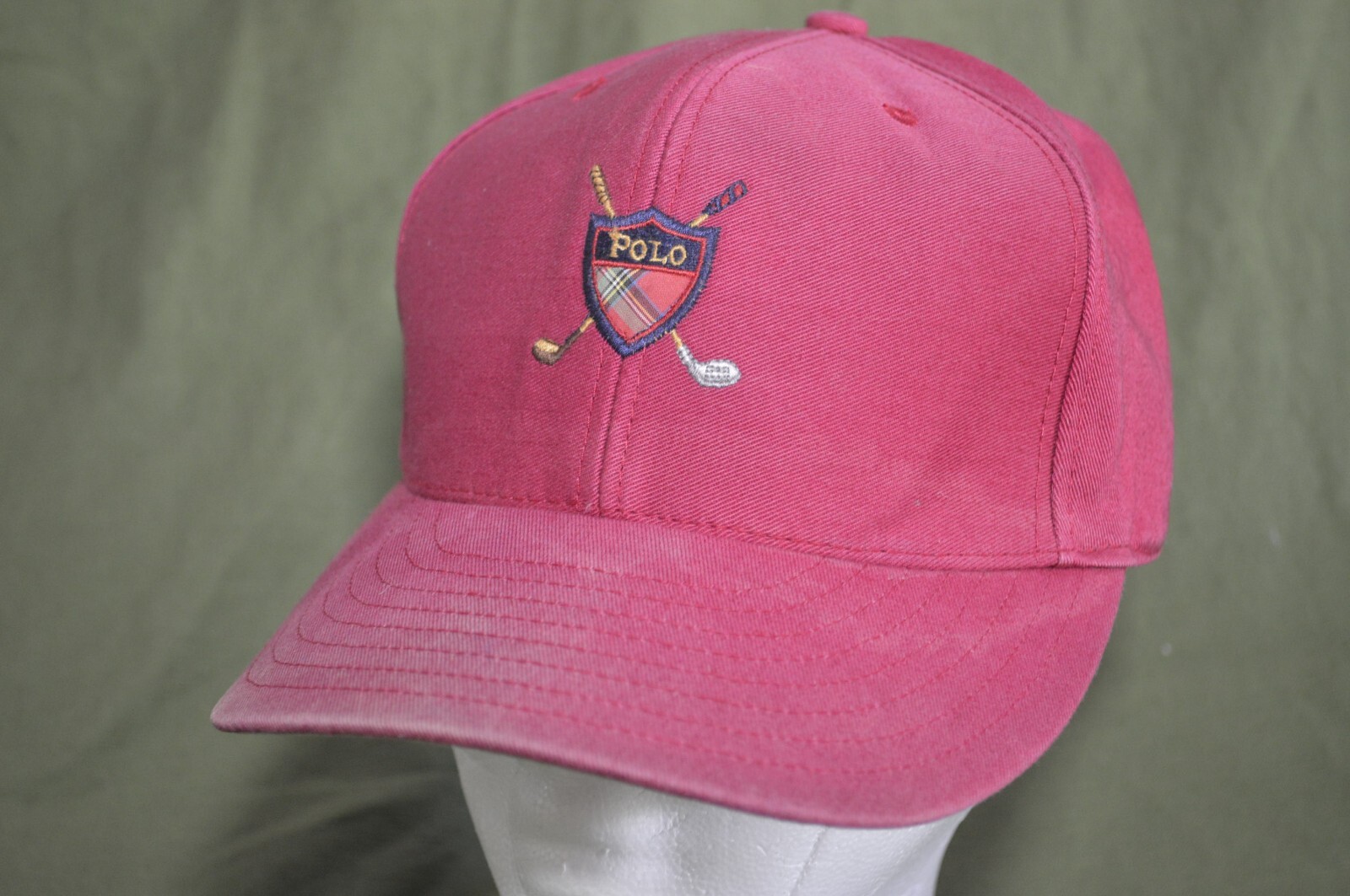 Vintage Ralph Lauren Polo Golf Plaid Crest Shield Hat Cap