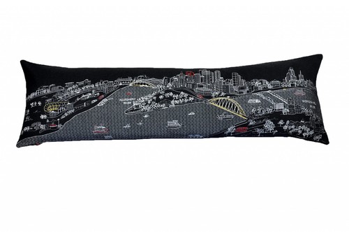 46 Черная декоративная подушка для поясницы Pittsburgh Nighttime Skyline