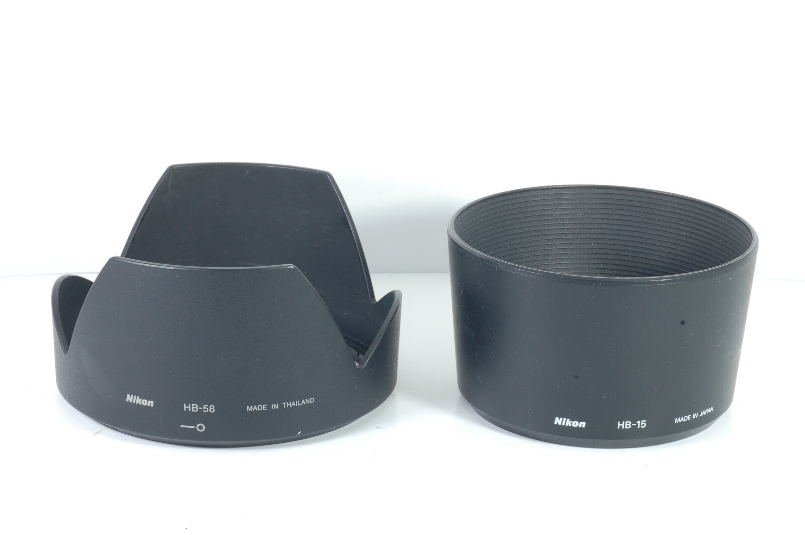 Lot of 6 Nikon lens hoods, 4 Modern, 2 Vintage HB-58 HB-47 etc.. Good condition!