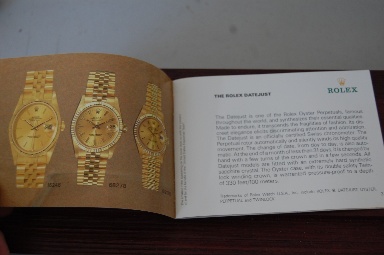 ROLEX ORIGINAL booklet VTG CIRCA 1990  DATEJUST GENUINE 50-3.1989