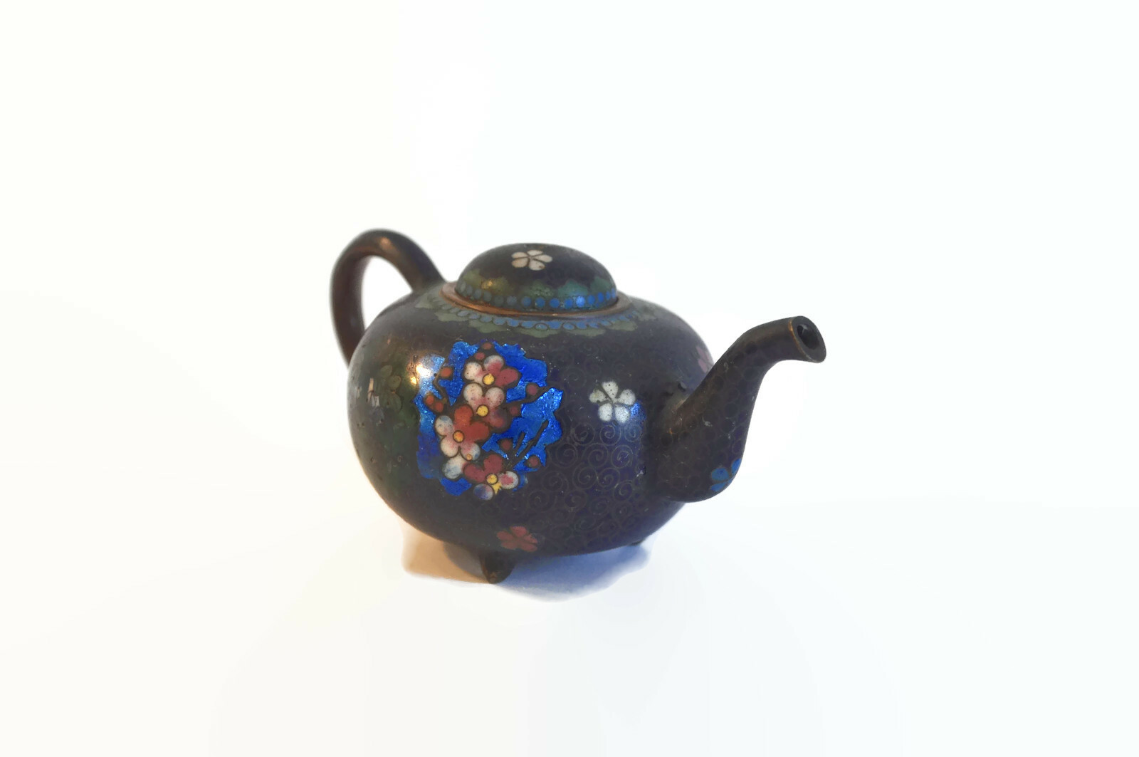 Antique Japanese Cloisonne Teapot 19th Century Meiji Era 1800s Enamel Small Pot