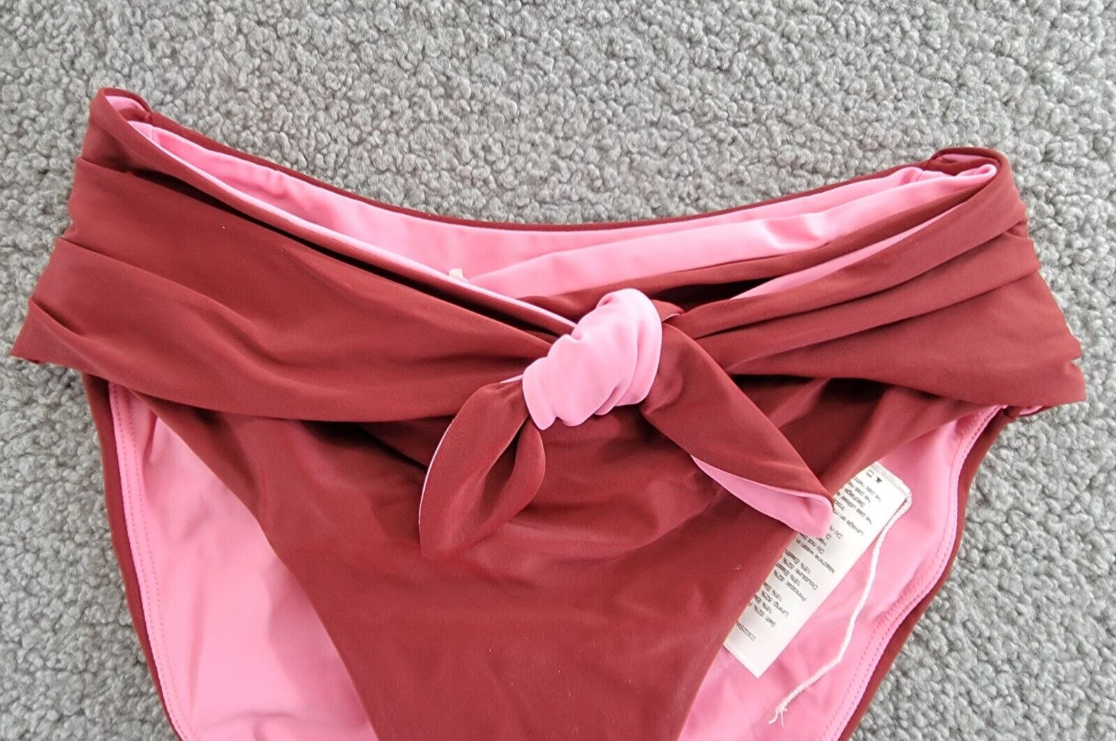 Veronica Beard Azoia Tie Front Bikini Bottoms Women's M Deep Brick Elastic Waist - Picture 3 of 17