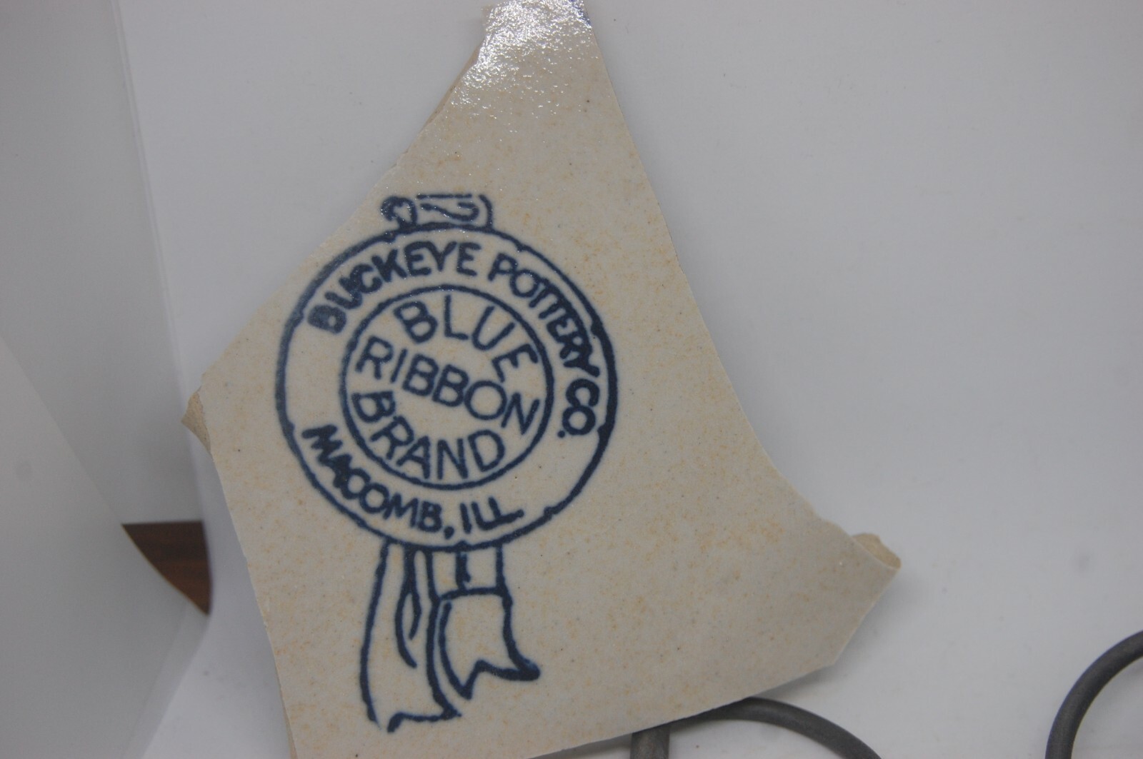 BUCKEYE POTTERY CROCK ORIGINAL PAIR OF HANDLES BLUE AND A CROCK CHARD VINTAGE