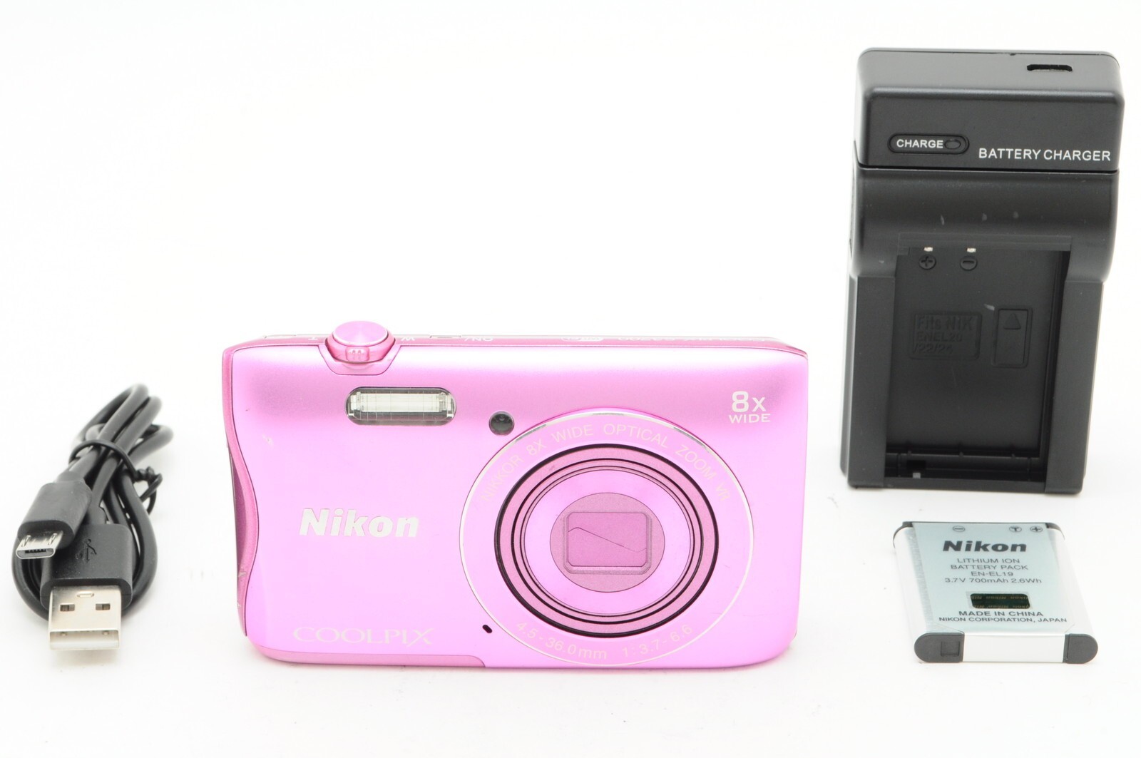 Exc+5 】 Nikon COOLPIX S3700 Pink 20.1 MP 8x Wi-Fi Digital Exc+5 】 Nikon COOLPIX S3700 Pink 20.1 MP 8x Wi-Fi Digital