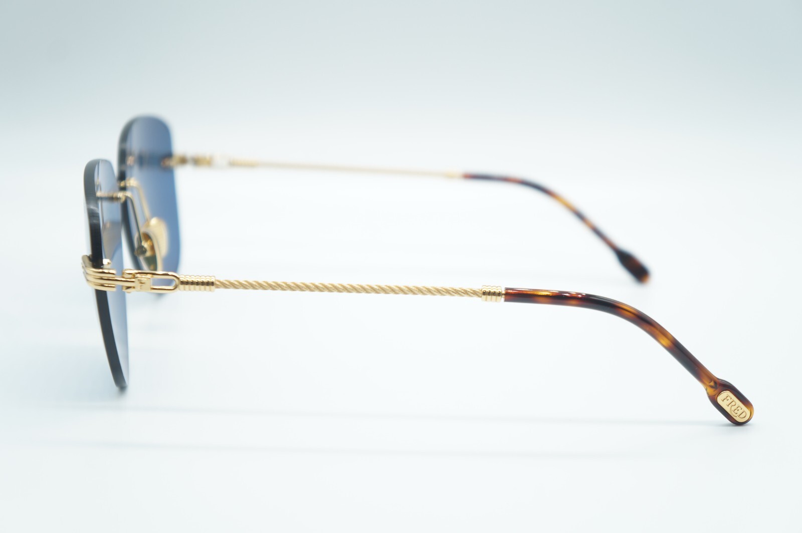 FRED FRED FG 40045U 30V RIMLESS GOLD TORTOISE AUTHENTIC SUNGLASSES FRAMES 61-12