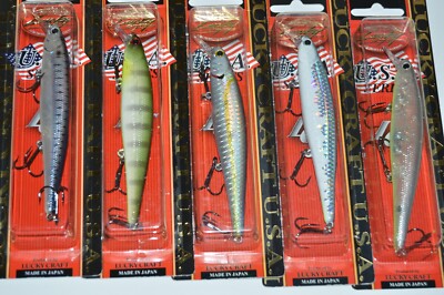 5 lures lucky craft slender pointer 112mr  4 3/8'' suspending jerkbait assortment
