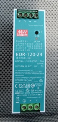 Mean Well EDR-120-24 Single Output DIN Rail Power Supply 24 Volts 5 Amps 120 Wat