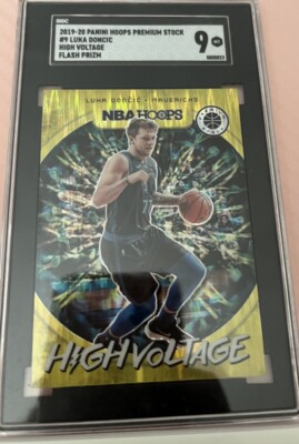 LUKA DONCIC 2019-20 HOOPS PREMIUM HIGH VOLTAGE FLASH PRIZM SGC GRADED 9