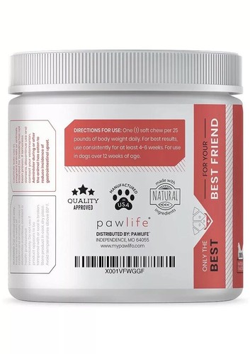 Paw life advanced Hip & Joint Soft Chews Organic Turmeric Glucosamine MSM Vit C