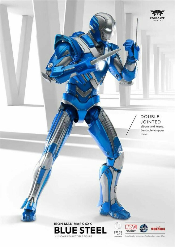 Man Action Figure Mark 30 Led Light Blue Steel Version Toy
