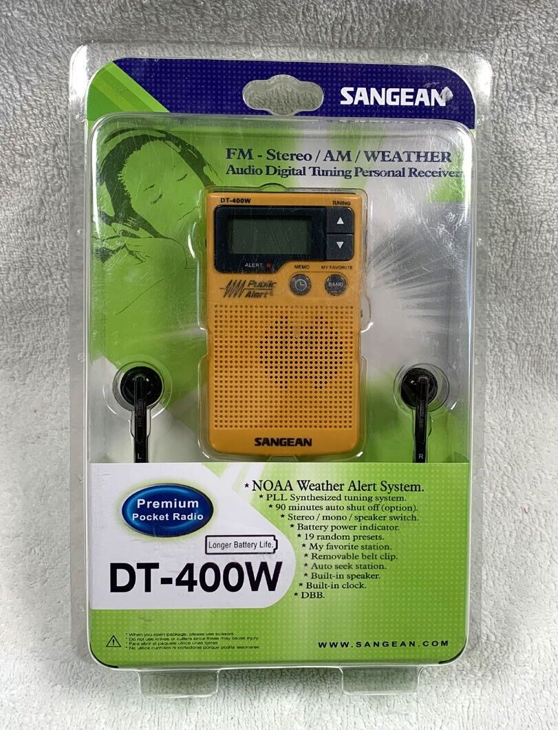 Sangean DT-400W Pocket Radio AM/ FM Digital NOAA Weather Alert...