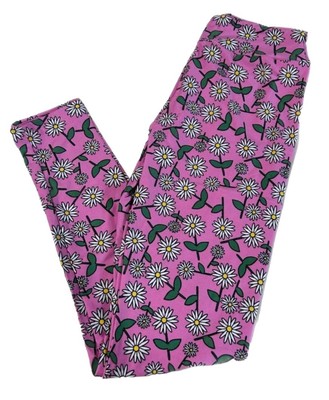 LuLaRoe Girls Leggings L/XL Pink Daisies Floral Daisy Gigi & Jax Size 8-14 NWT
