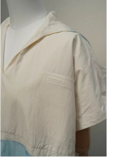 Pre-owned Toogood The Fisherwoman Hand Painted Cotton Dress — Breton Limited Edition Xl In Blue/ivory