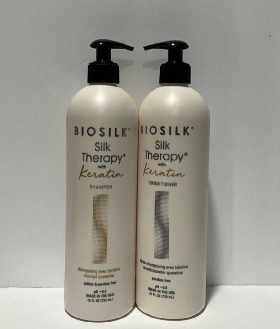 Biosilk Silk Therapy with Keratin Shampoo & Conditioner  25oz  DUO