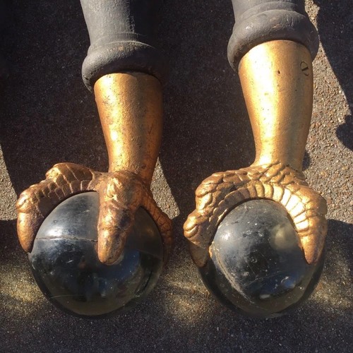 4 Antique Cast Iron Eagle Claw Feet Glass Ball For Furniture 6