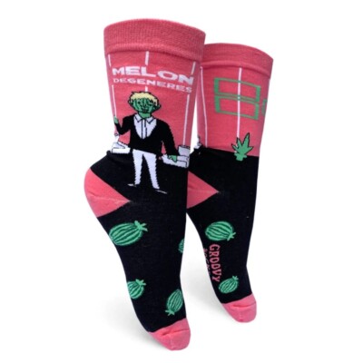 Groovy Things Womens Crew Socks Melon Degeneres One Size Watermelon
