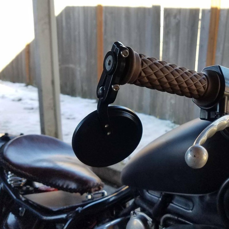 Cafe Racer Black Round Motorcycle 7/8" End Bar Side Mirrors For Honda Suzuki