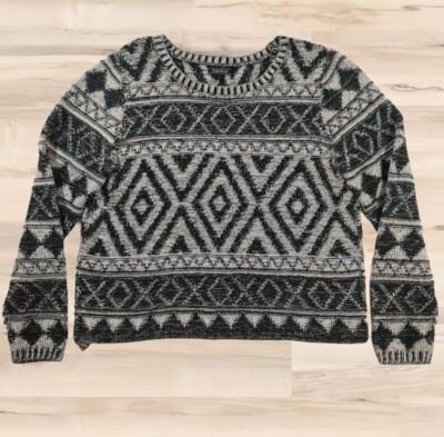 Lucky Brand Grauer Dicker Strick Pullover Rundhalsausschnitt Damen Größe Groß 