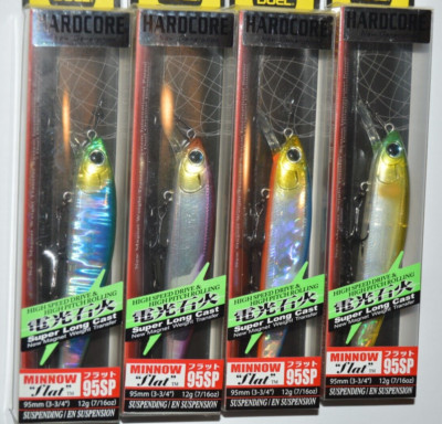 4 lures yo zuri duel hardcore flat minnow 95sp suspend jerkbait f1087 assortment
