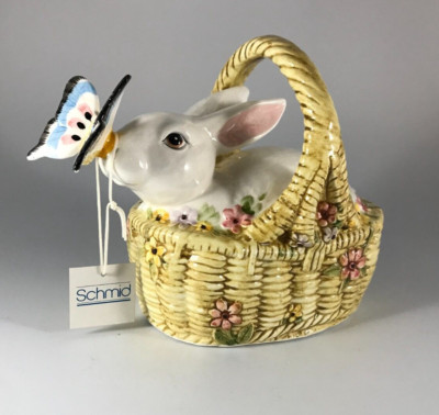 Schmid Music Box, Bunny in Basket,  Waltz Of The Flowers , New In Original Box
