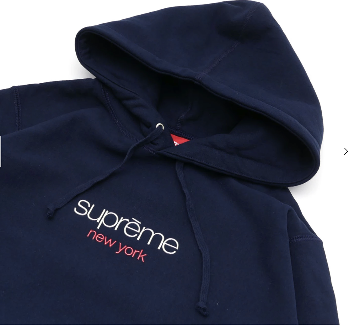 Supreme navy hoodie size S