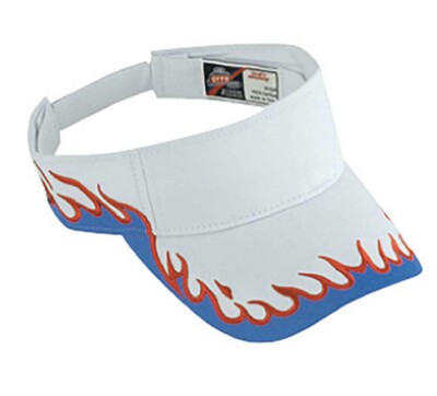 NEW WHITE BLUE RED FLAME FIRE SUN VISOR CAP HAT ADJUSTABLE SKATE CURVED BIKER